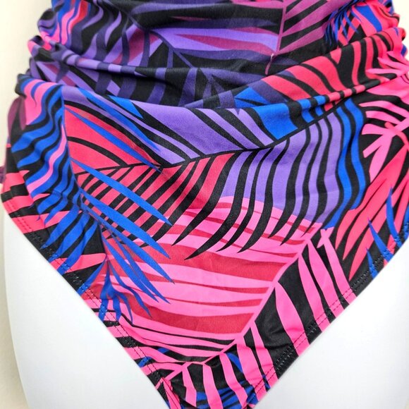 Eomenie Womens Med Push Up Wrap Tummy Control One-Piece Swimsuit Tropical Print - Picture 8 of 13